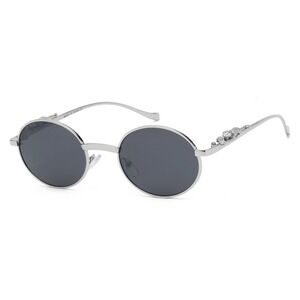 Oval Sunglasses Silver Frame Black Lens UV400‎ Protection Men's Trendy Classic